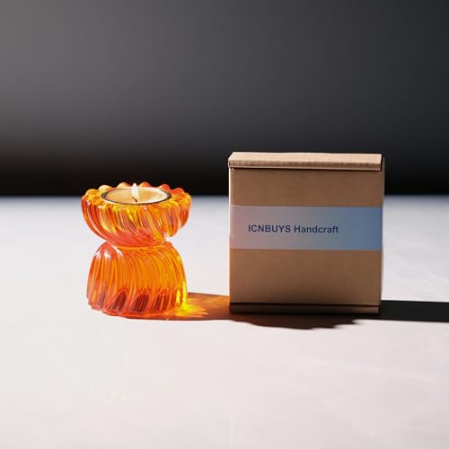 Twizzle Twist Tealight Holder, Decorative Tealight Candle Holder for Table Display, Romantic Decoration, Unique Home Décor Aesthetic, Housewarming Gift, Spiral Sculpture Diwali Tea Light Stand - color: Orange