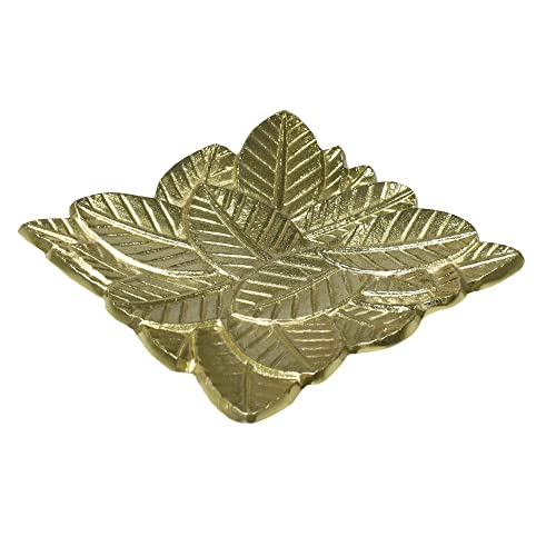 BBH Home's Handmade Gold Novelty Shaped Aluminium Tray 6.88 x 6.88 x 0.78 AMBBVK043AB2020 - color: Gold