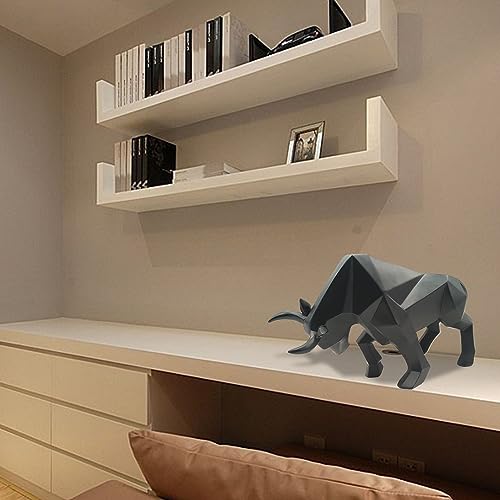 SMRTHMRT Abstract Geometric Sculptures Animals Statues,Collectible Figurines Home Office Tabletop Ornaments (Black Bull) - color: Black Bull