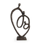 Danya B. Family of 3 Heart Ring of Love Sand-Casted Bronze Sculpture, Contemporary Decor for Home or Office, Gift for a Family of 3, Wedding, Birthday or New Baby