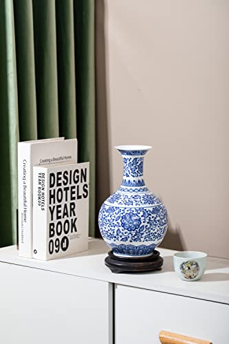 Blue and White Vase, Blue Vase, Chinoiserie Vase, Blue and White Ginger Jar Vase for Home Decor, Blue and White Porcelain Decor,9½"H - size: Blue 9.5"H