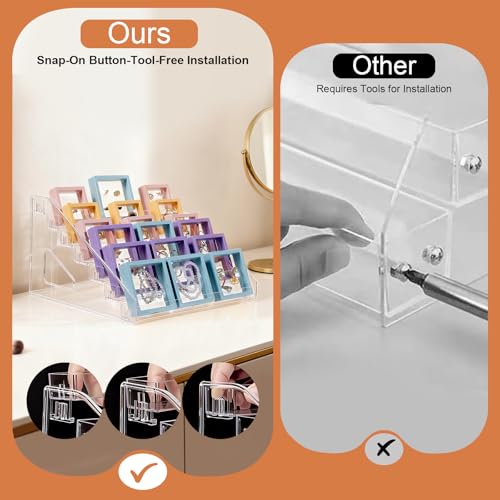 5 & 7 Tier Trading Card Display Stand, 12" Clear Acrylic Card Stands for Display, versatile Card Stands for Sports Cards, Graded & Greeting Cards, Postcards, Vendor Stickers, with Snap-On Assembly (Tall 5 Tier) - size: Tall 5-Tier