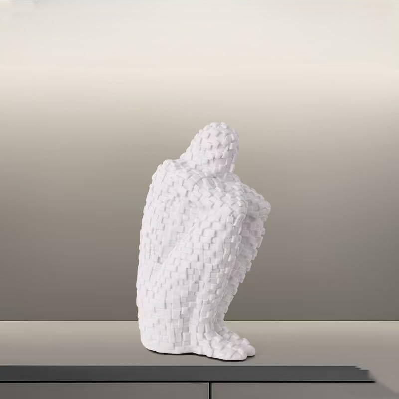 Modern Abstract Geometric Human Figure Sculpture, Contemporary Art Home Decor，3 Colors to Choose from (White) - color: White