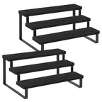 YINMIT Wooden Display Riser Stand, Tiered Perfume and Cologne Organizer Stand, 3 Tier Spice Rack Organizer, Rustic Display Shelf for Candles (3 Tier,2Pack,Black) - color: 3 Tier,2Pack,Black
