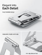 Nulaxy Aluminum Dual Foldable iPad Stand, Fully Adjustable Desktop Tablet Holder, Tablet Accessories for Office Kindle Compatible with Mobile Devices iPad Pro/Air/Mini, iPhone Pro/Max/Plus, Silver - color: B-Silver