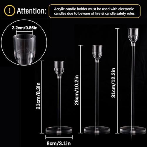 Vincidern 18pcs Acrylic Candle Holders Centerpieces for Table, Taper Candle Holder for Table Centerpieces, Wedding, Valentine, Dining Room Decorations, Clear Candlestick Holder Set - color: Clear-18pcs