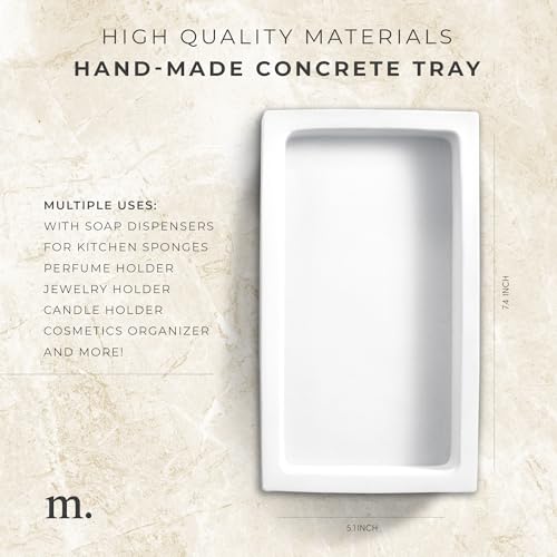 MaisoNovo Concrete White Tray for Bathroom CounterTop | Bathroom Trays for Counter | Soap Tray for Kitchen - color: White Tray