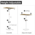 Small Laptop Standing Desk, 18“H - 46”H Adjustable Height Pedestal Side Table with Wooden Top, Portable Tall End Table, Stand-Up Desk for Bedside, Couch, Sofa, Living Room, Bedroom, Home Office, White - color: White