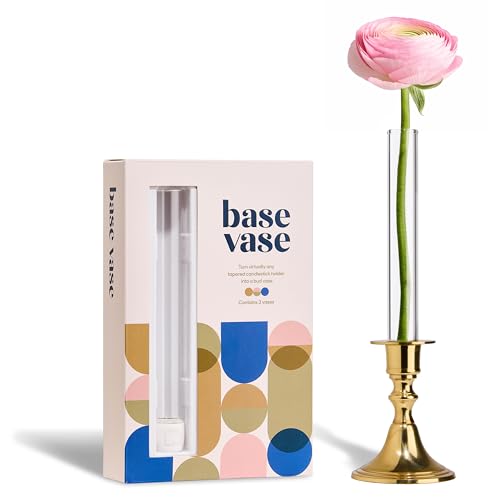 Base Vase (3-Pack) - The Bud Vase that Fits in Taper Candle Holders | Create Floral Arrangements for Tablescapes, Centerpieces, Weddings and Home Decor - color: Clear