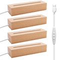 EATAKWARD 4 Pcs 5.9" Wood Rectangle Light Display Pedestal, Wooden Display Base Dimmable Colorful Lights Lamp Stand with USB Cable for Acrylic, Crystal, Night Light (Inner Slot, Square Base) - color: Natural wood color