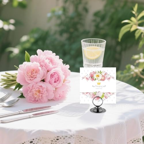 Urban Deco 16 PK Table Card Holder Place Card Holders Steel Card Holders for Photos, Food Signs, Memo Notes, Weddings, Restaurants, Birthday (Black) - color: Black