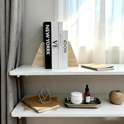 1 Piece Modern Travertine Bookend, Trapezoidal Design, Natural Stone Book Holders for Desk and Shelf (Trapezoidal - 1 piece) - color: Trapezoidal - 1 Piece