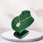 Mini Pendant Jewelry Display Stand Bust White PU Holder Black Velvet Mannequin Necklace Stand Wooden Portrait Model 12cm (Green) - color: Green