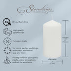 Stonebriar 3 Pack Tall 3 x 6 Inch 65 Hour Long Burning Unscented White Wax Pillar Candles - size: 3" x 6", style: Pack of 3