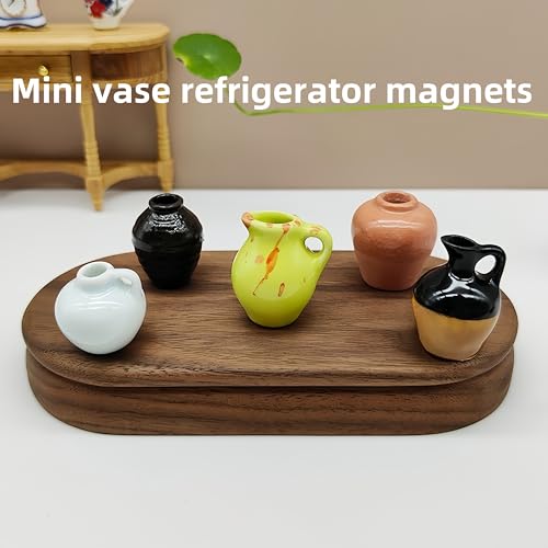 8Pcs Mini Ceramic Vase Fridge Magnets Cute Plants Decor Accessories DIY Vase Refrigerator Magnets Strong Decorative for Kitchen Office (8Pcs B) - size: 8Pcs B