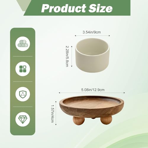 Vaveren Small Wooden Riser Wooden Pedestal for Display Tray Display Riser for Entry Table Farmhouse Kitchen Tabletop Centerpieces , Round 12.9x4cm - color: Round 12.9x4cm