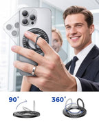 SYNCWIRE Carbon Fiber Magnetic Phone Ring Holder for MagSafe - Magnet Phone Grip Stand with 360° Rotation & Reinforced Hinge Compatible with iPhone 16 15 14 13 Pro Max Plus MagSafe Accessories - color: Single Ring-1PCS-Carbon Fiber