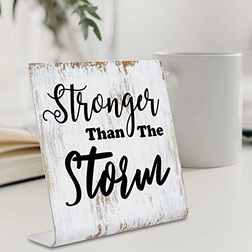 Inspirational Quotes Decor Gifts for Women, Motivational Desk Sign, Decoration On Shelf Table Desk for Living Room Home Office Gift for Sisters Friends Nurse Worker Daughter Son Coworker dksg9 - style: stronger than the storm