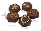 GemeShou 5pcs Wood Jewelry Stand Tray, Hexagon Display Riser Set, Retail Jewelry Shop Display Riser, Walnut Hexagon 5pcs Small - size: Small
