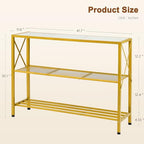 Hoctieon Gold Console Table, 3 Tier Entryway Table, Hallway Table, Narrow Sofa Table with Shelves, Entrance Table for Entryway, Gold and White - color: Gold and White