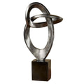 Eternal Love Abstract Table Sculpture | Metallic Silver and Black Finish | Bold Abstract Looped Design Resembles a Stylized Infinity Symbol | Contemporary, Modern Tabletop Statue For Unique Decorating