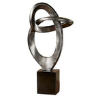 Eternal Love Abstract Table Sculpture | Metallic Silver and Black Finish | Bold Abstract Looped Design Resembles a Stylized Infinity Symbol | Contemporary, Modern Tabletop Statue For Unique Decorating