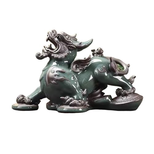 Feng Shui Decoration Creative Wealth Attraction Pixiu Decoration Home Living Room Entrance Office Tea Table Decoration Luxury Ceramic Crafts Desktop Decor Statue (Color : Right, Size : Small)