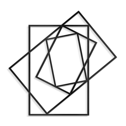 SIGNLEADER Metal Wall Decor Rectangles Composition Rectangles composition Minimalist Modern Luxury Wall Sculpture Hangings 3D Statue Home Decoration for Living Room, Bedroom, Bathroom, Kitchen, Fireplace, Office - 18" Black - color: Gry02-2405-m02, size: