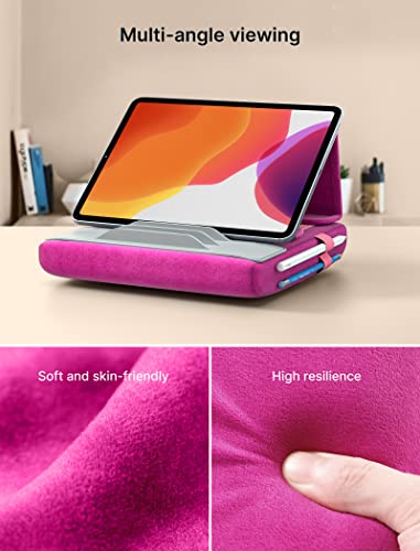 JSAUX Tablet Pillow Stand, Tablet Stand Holder Dock for Lap, Bed and Desk Compatible with iPad Pro 11 10.5 9.7 10.2 Air Mini, Kindle, Tablets, Phones, E-Reader and More 4-11'' Devices Purplish Red - color: Purplish Red