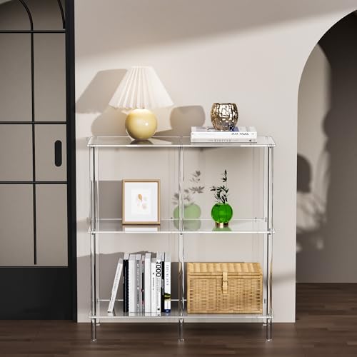 Acrylic Side Table Clear 3-Tier End Table for Living Room, Office, Hallway, Bedroom Small Bedside Table (8mm 31.7" high) - size: 8mm 31.7" high
