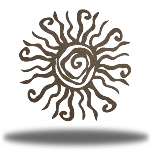 Riverside Designs Wacky Sun Metal Wall Art Indoor/Outdoor Decor - 12" Rust Rust Proof Wall Sculpture - Made in USA - Ideal for Bedroom, Garden, Home, Patio and Farmhouse - color: Rust, size: 12"L x 12"W
