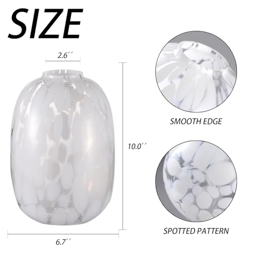 White Glass Vase, Large Glass Vase for Flowers, Modern Flower Vases, Tall Floor Vases for Living Room, Dining Table, Mantle, Shelf, Wedding, Office, 10 Inches - color: White