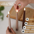 Brown Flameless Taper Candles with Remote, 9.6 Inches Real Wax Battery Operated Candles, 3 Pack Flickering LED Candlesticks, Tall Taper Fake Candles for Home, Wedding, Party - color: Gradient Brown