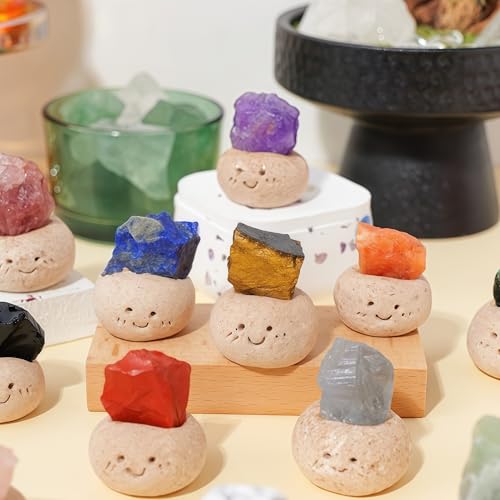 Crystal Decor Desk Ornaments Tiny Natural Creative Craft Mini Cute Decoration Gift for Home Office 1.57" x 1.2" (Amethyst) - color: Amethyst