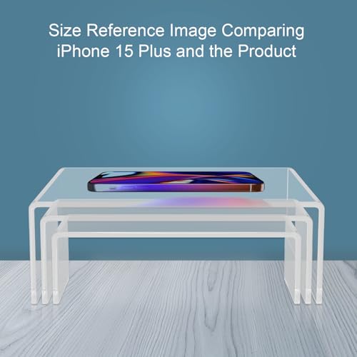 6PCS Acrylic Display Risers, 3 Sizes Clear Product Stand, Jewelry Display Riser Shelf Showcase Fixtures For Collectibles Display, Toy Figure Display