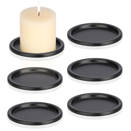 OwnMy 6PCS Iron Candle Holders for Pillar Candles, 3 Inch Metal Pillar Candle Plates and Trays, Small Round Tealight Holders Elegant Candle Stands Bases for Wedding Dining Table Centerpieces, Black - color: Black-6pcs