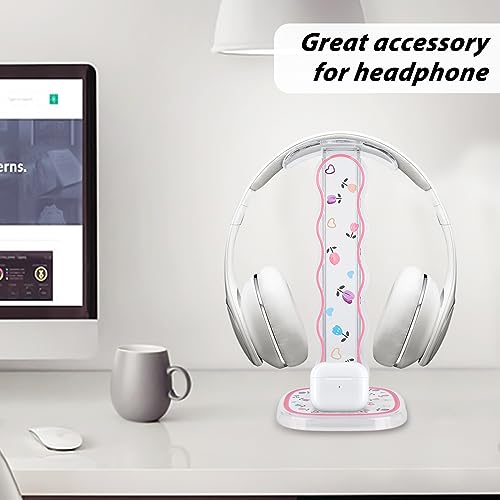 CamyCosy Headphone Holder for Desk, Gaming Headset & Earphone Stand with Tulip Flowers Pattern - color: rose flower