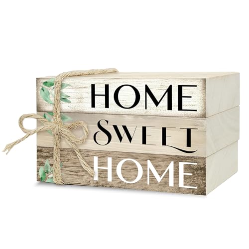 Mini Decorative Books For Home Decor, Small Wood Book Stack For Table Decor, Home Decor Book For Living Room Mantel, Farmhouse Stacked Books Decorative（L37） - color: Retro green leaves