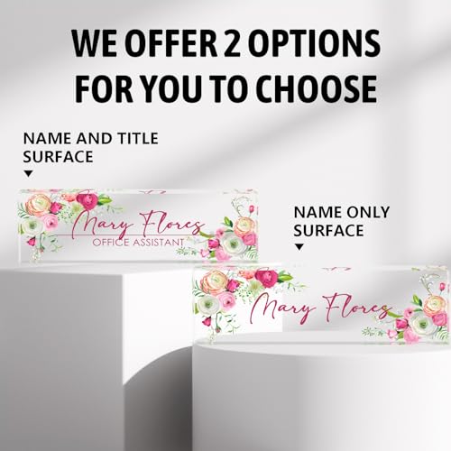Personalized Desk Name Plate - Custom Gifts for Professionals & Employees - color: Flower 1