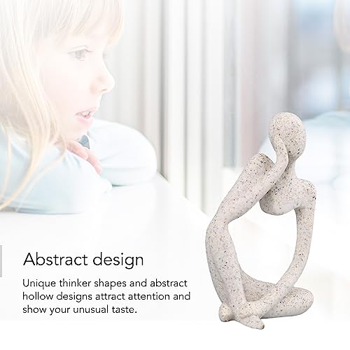 Abstract Thinker Statue | Synthetic Home Accent for Living Room/Office Desk/Bookshelf | Hollow Design Art Sculpture Collectible Present (Sandstone Right) - style: Sandstone Right