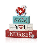 Smile Nurses Month Wooden Tabletop Decor Thank You Nurses Desktop Plaque with Heart & Stethoscope Indoor Home & Office Decor - Nurse Appreciation - style: Nurse