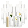 20 Pack 5.9" Tall x 1.8" Diameter Clear Glass Cylinder Vases - Multi-Use Flower Vase, Hurricane & Floating Candle Holders for Wedding Centerpieces, Home Decor, Table Displays (20) - size: 20 Pc(5.9" x 1.8")