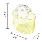 Thickened Glass Purse Vase for Flowers Gift Set-(Handmade 5mm Crystal-Unique Cute Clear Bag Vase with Reinforced Gift Box, Premium Table Centerpiece for Wedding/Mothers Day (Yellow) - color: Yellow