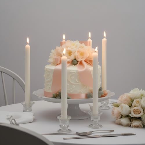 Candlestick Holders - 24 Pack Glass Candlestick Holders, 2.36" Height Clear Taper Candle Holders for Candlesticks, Small Centerpiece for Wedding, Festival, Party Decor (24, Clear)