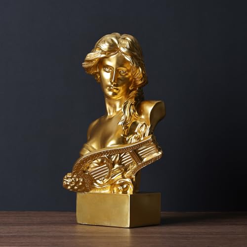 11.8" H Greek Mythology Bust Statue Decor,Artemis Statues Roman Goddess Figurines,Used for Sketch Practice Aesthetics Statues and Sculptures and Indoor Filling Space for Living Room, Bedroom (Gold) - color: Gold, size: Large