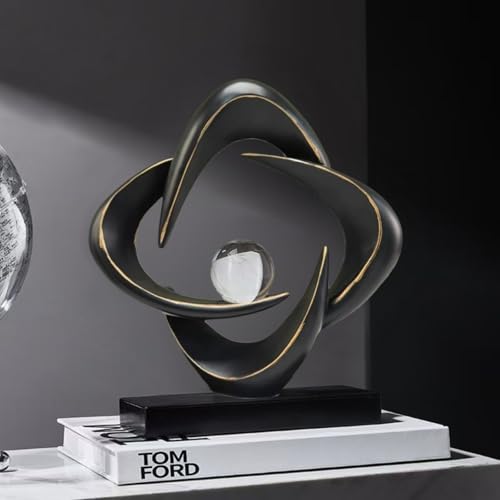 Modern Home Decor Abstract Decorative Sculpture Decorations for Living Room Dining Room Office, Resin Art Statues Coffee Table Bookshelf Decor Accents (Black) - color: Black