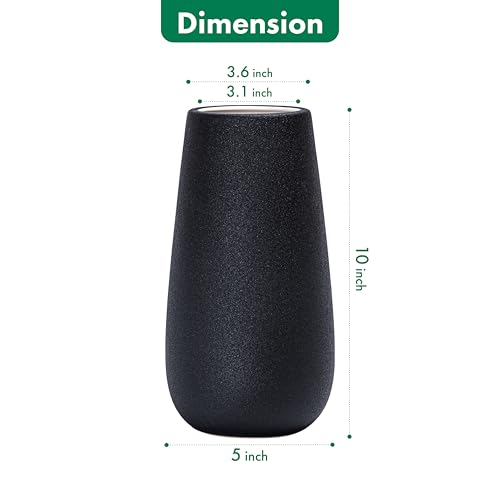 D'vine Dev 10 Inch Raven Grain Elegant Oval Ceramic Vase for Flowers, Home Décor Vase with Design Box, VS-LD-B-3 - color: Raven Grain, size: 10 Inch