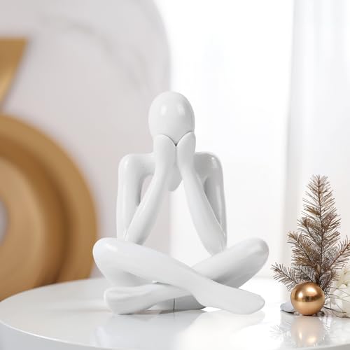 XMGZQ White Thinker Figurines,Abstract Bookshelf Figures,Knick Knacks Home Decor,Plastic Thinker Statue Kit,White Statues for Home Decor,Abstract Art Decorations Accessories,Desk Decor for Women - color: A-white