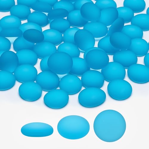 SUREAM Blue Frosted Glass Beads, 0.8LB Vase Filler Beads for Centerpieces, Flat Marbles for DIY Plant Pot Candle Bird Fountains Fish Tank - color: Blue