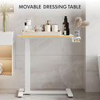 FLEXISPOT H7 Adjustable Overbed Bedside Table with Wheels Pneumatic Mobile Standing Desk Laptop Desk Rolling Computer Cart Movable Overbed Table Hospital Home Use(27.6" W x 15.7" D, White Maple) - color: White Maple, size: Small